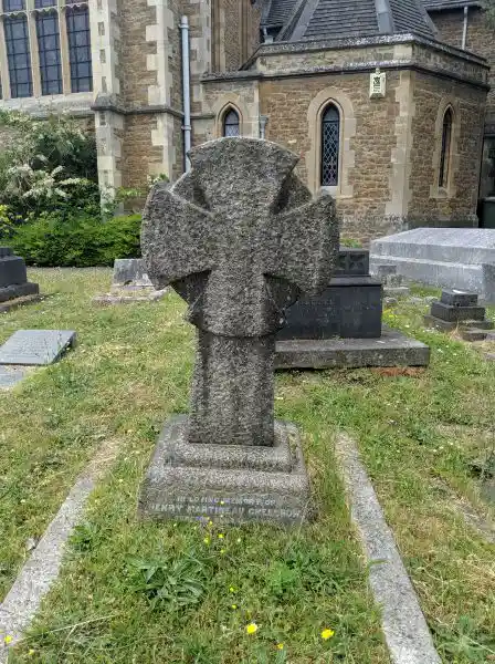 Circular cross on a tombstone, London